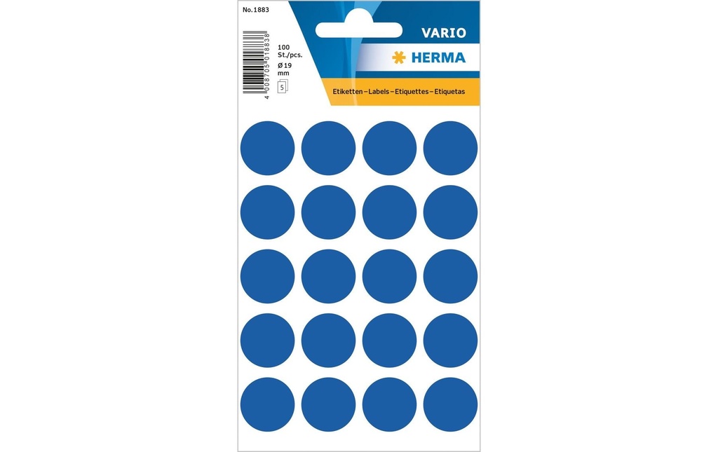 HERMA Pastil.coul.Vario 19mm bleu fo (5 pces)