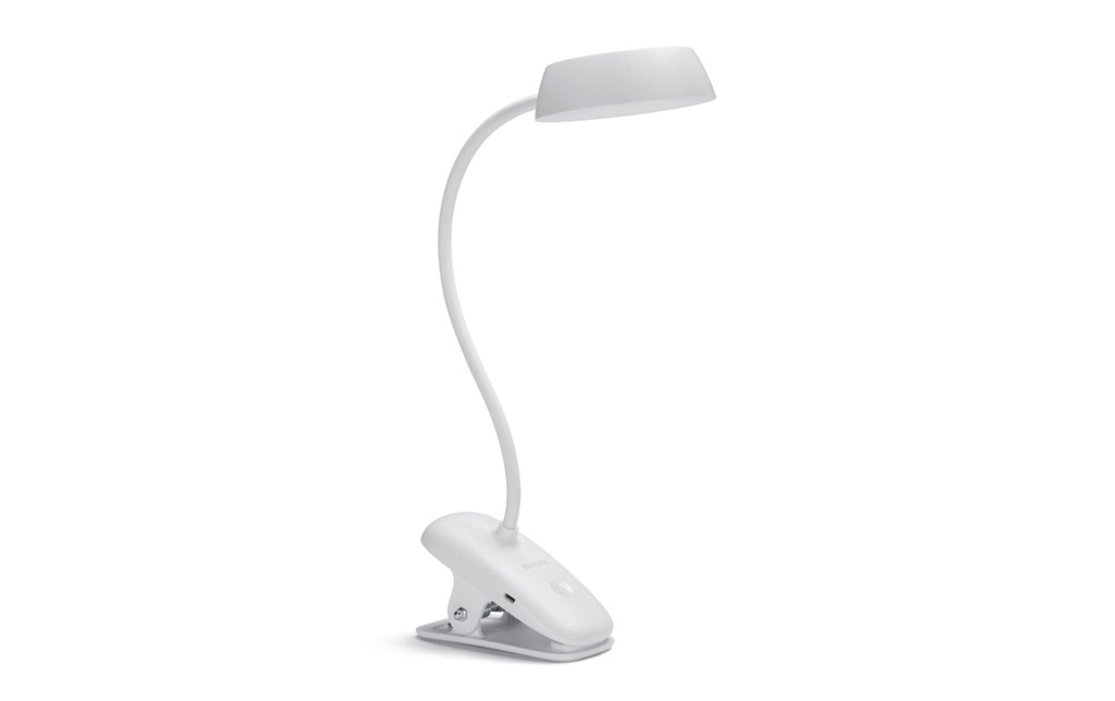 Philips Lampe de bureau LED Donutclip, 2.3W, 4000K, USB, blanc