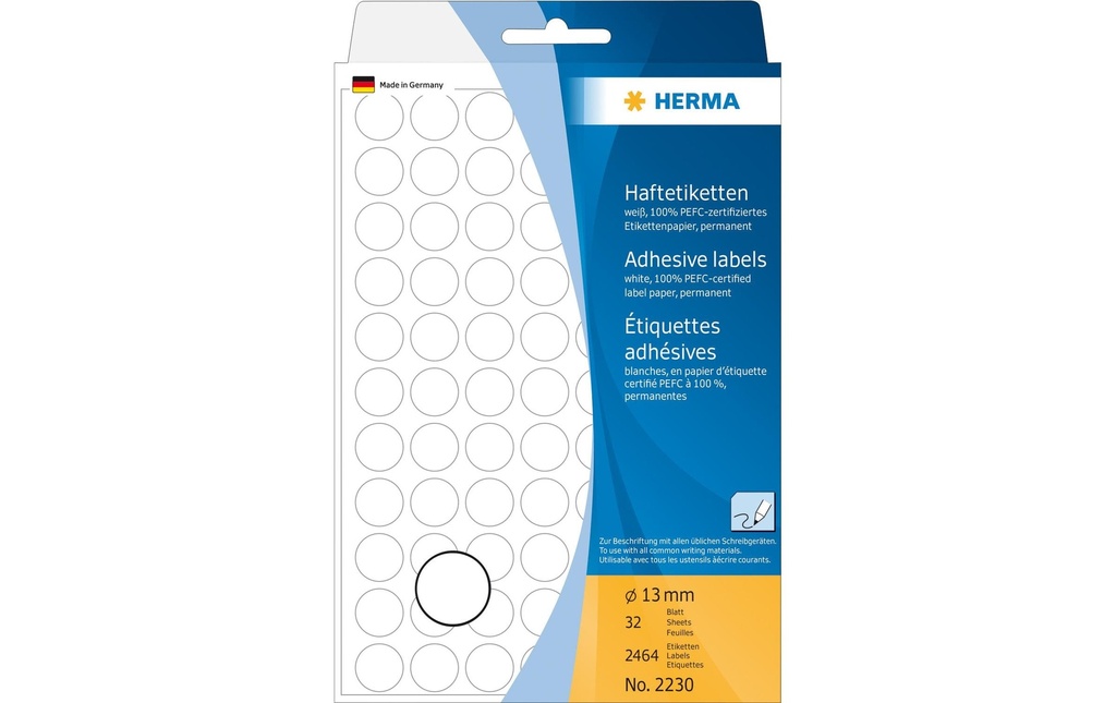 HERMA Etiquettes ronde 13mm blanc (32 pces)