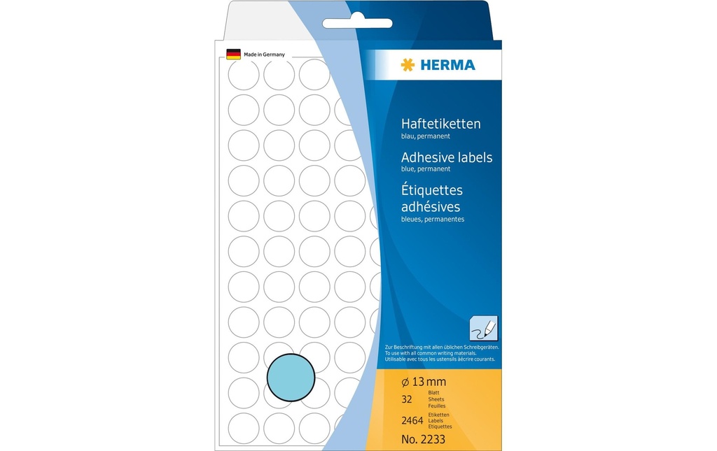 HERMA Etiquettes ronde 13mm bleu (32 pces)