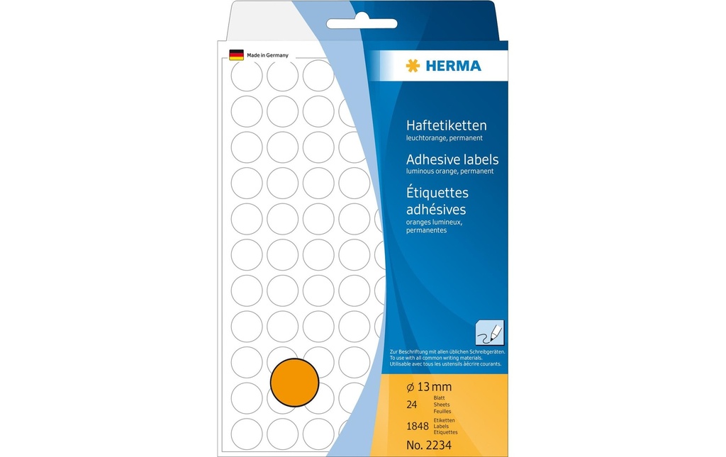 HERMA Etiquettes ronde 13mm orangefl (32 pces)