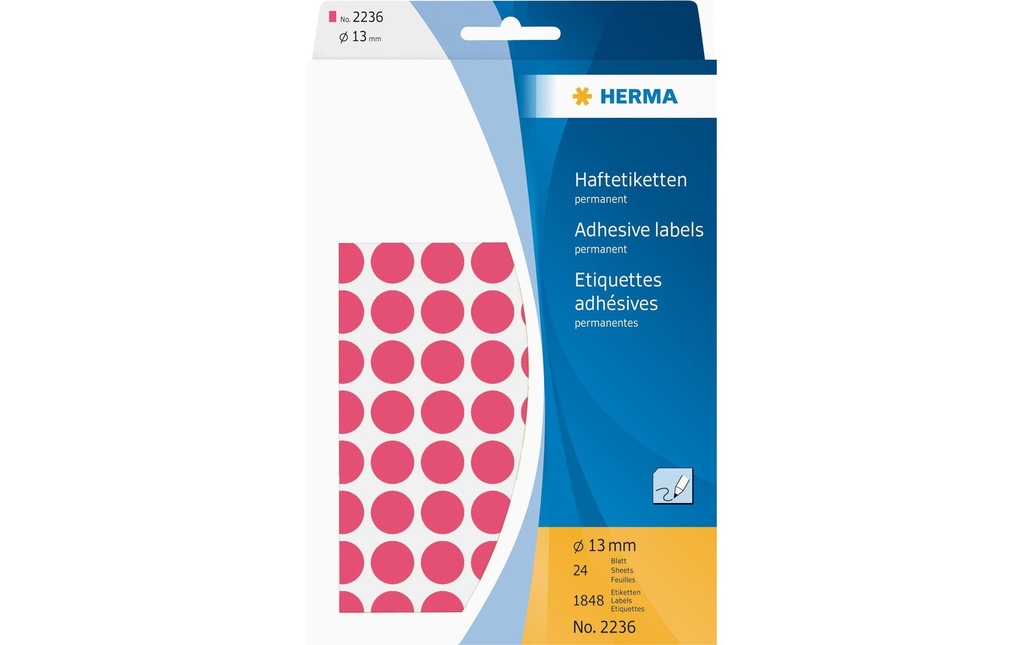 HERMA Etiquettes ronde 13mm rouge fl (32 pces)