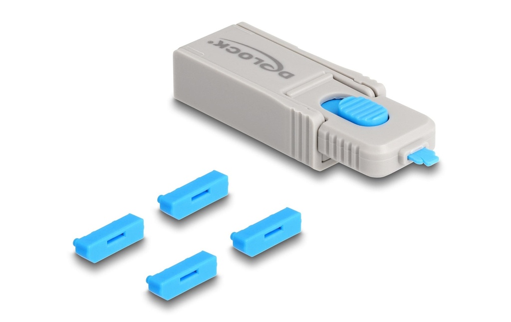 Delock DisplayPort Port Blocker Set 4 pièces avec outil de fermeture Bleu