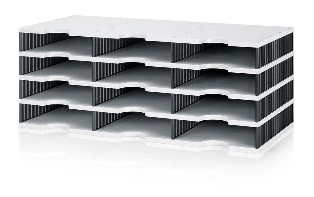 Styro Rangement pour documents styrodoc trio Gris clair, 12 compartiments