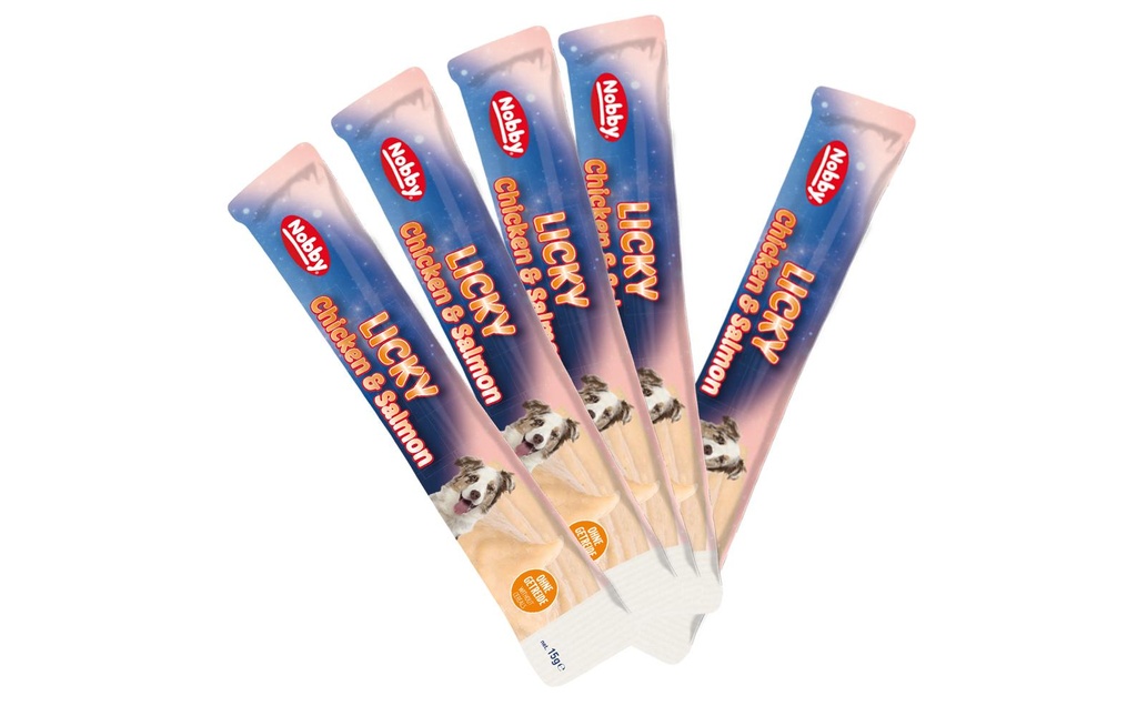 Nobby Friandise StarSnack Licky poulet &amp; saumon, 5 x 15 g