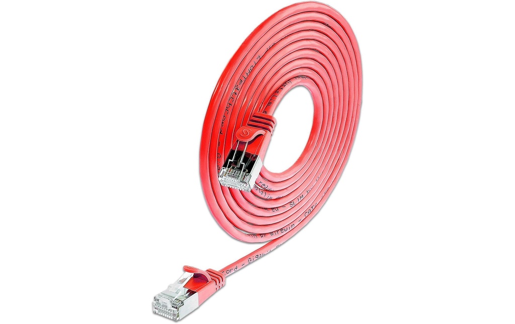 SLIM Câble de raccordement KAT6 Light, rond, U/FTP, Ø 3,8 mm, rouge