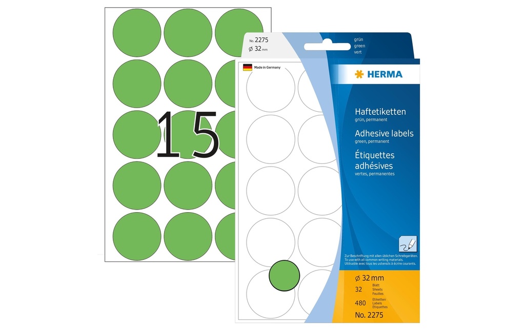 HERMA Etiquettes ronde 32mm vert (32 pces)