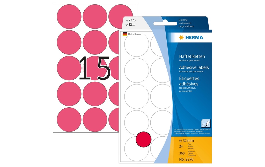 HERMA Etiquettes ronde 32mm rouge fl (24 pces)