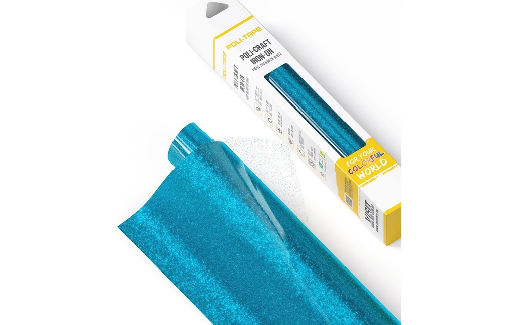 Poli-Tape Film thermocollant Pearl Glitter, 30.5 x 61 cm, bleu
