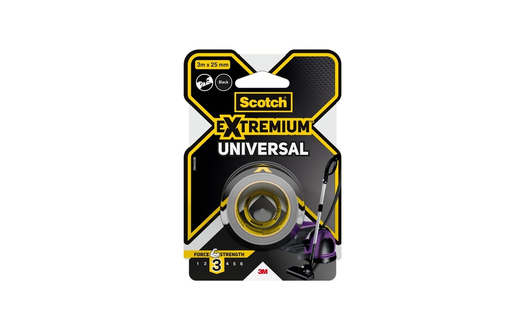 Scotch Ruban adhésif Extremium Universal, 25 mm x 3 m, 1 rouleau, Noir