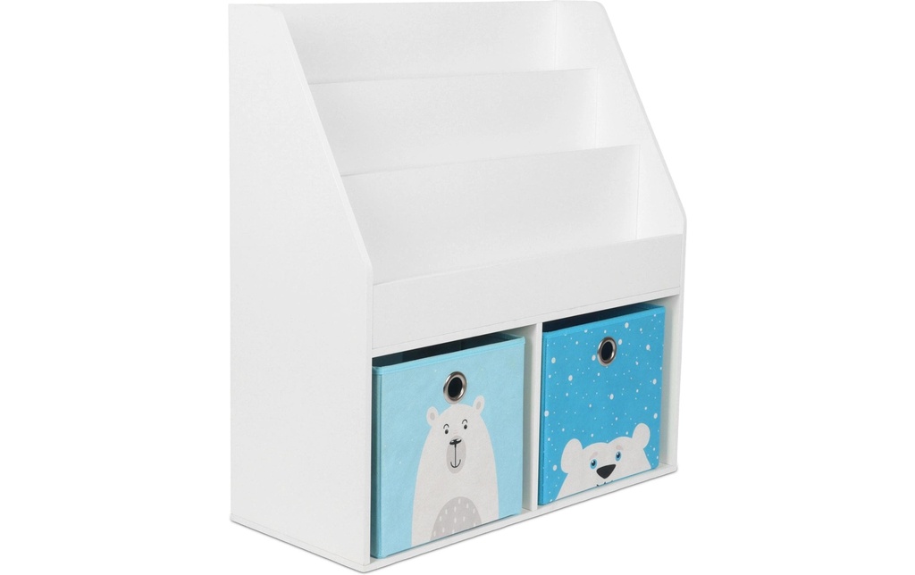 relaxdays Bibliothèque pour les enfants 79 x 72 x 30.5 cm Blanc/bleu