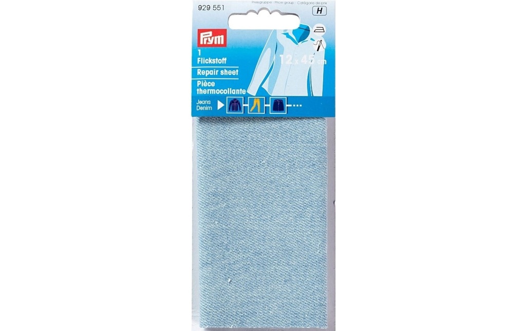Prym Matériel de mise à jour 12 x 45 cm, thermocollant, bleu clair