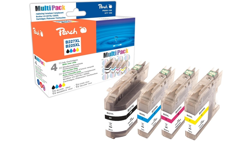 Peach Kits d’encre Brother LC-227XL / LC-225XL BK, C, M, Y