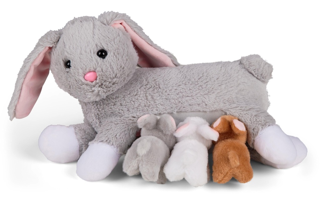 Mamanimals Animal en peluche Maman Lapin et ses bébés 25 cm