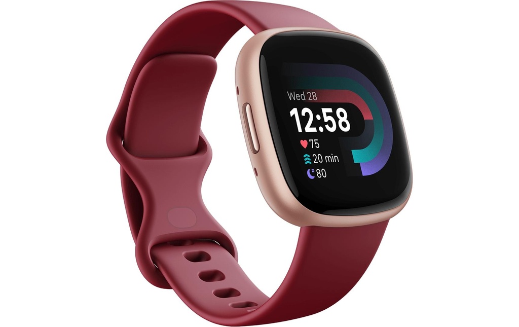 Fitbit Montre de sport GPS Versa 4 Smartwatch Rouge foncé/Rose