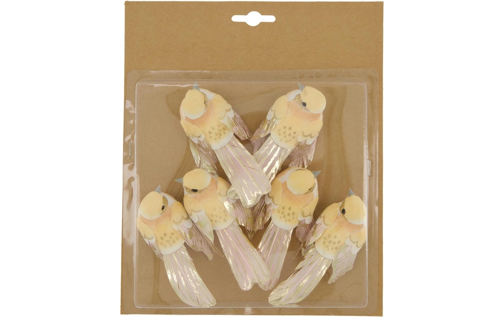 CHALET Déco oiseaux à plumes 6 pièces, marron/beige