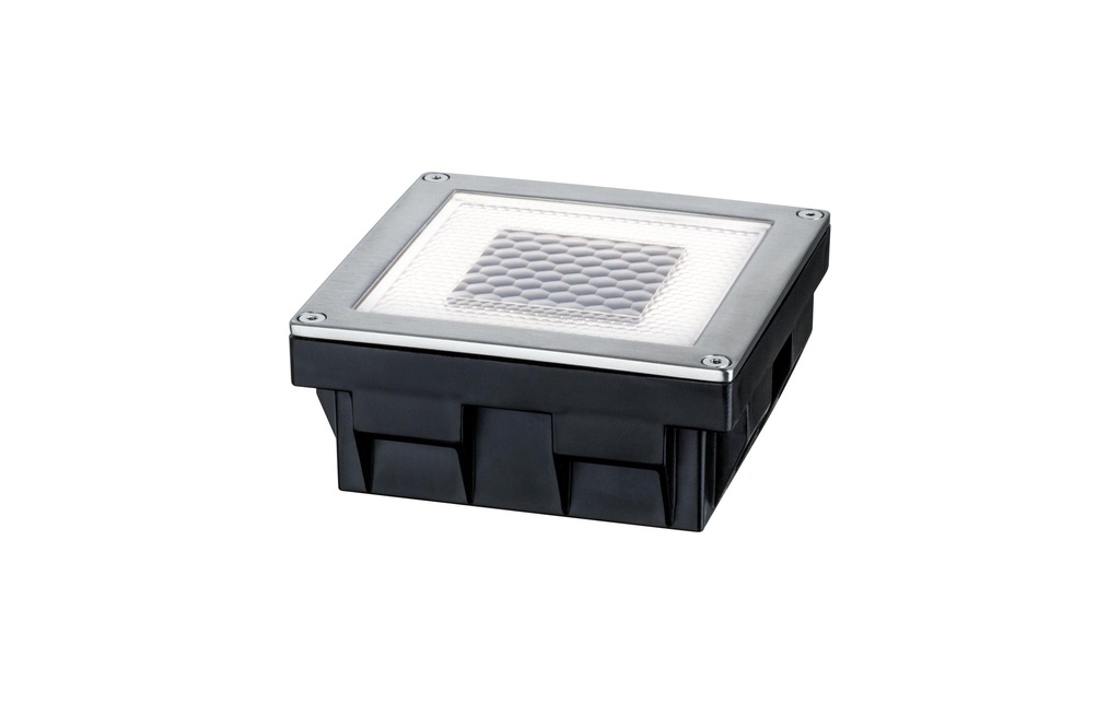 Paulmann Borne d?éclairage pour chemins Cube solaire à LED, 0.24W, 2700K, acier inoxydable