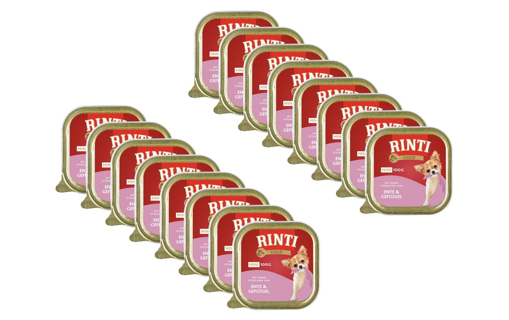 Rinti Alimentation humide Gold Mini canard & volaille, 16 x 100 g