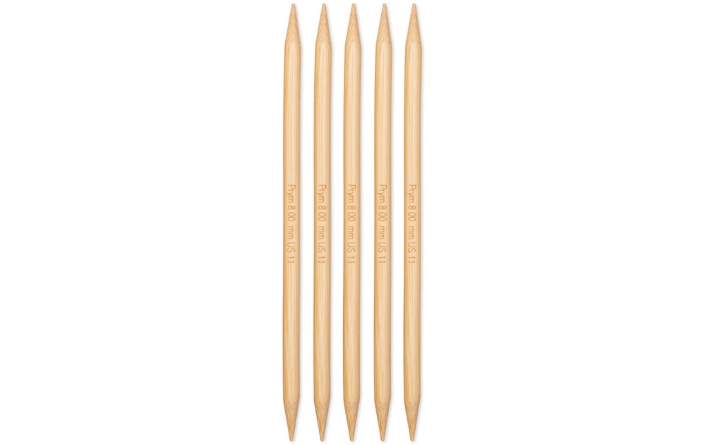 Prym 1530 Aiguilles à tricoter pour bas BAMBUS 8.00 mm, 20 cm