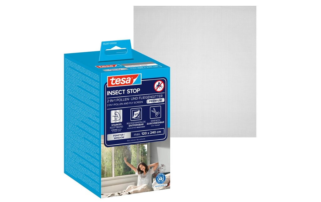tesa Grille anti-pollen 120 x 240 cm, anthracite-transparent