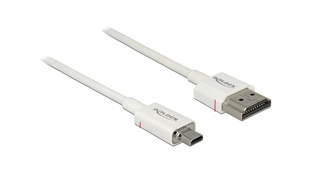 Delock Câble 4K 60Hz HDMI - Micro HDMI (HDMI-D), 2 m, Blanc
