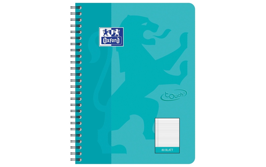 Oxford Carnet de notes Touch Collegeblock L27, B5, À lignes, Aqua, 5 pièces
