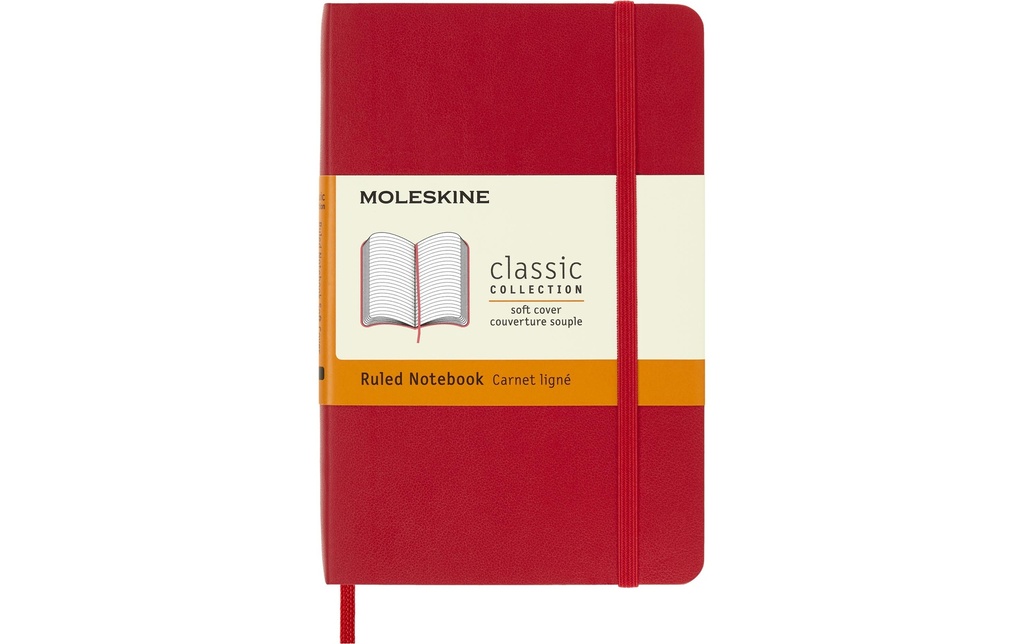 Moleskine Bloc-notes Classic A6, ligné, couverture souple écarlate