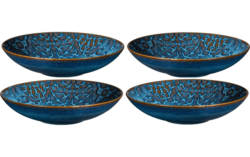 Mäser Assiette non décorative Tiles profond, 22 cm, 4 pièces, bleu