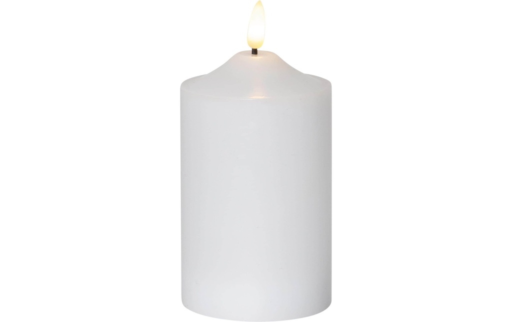 Star Trading Bougie LED Flamme pilier Ø 7.5 x 15 cm, Blanc