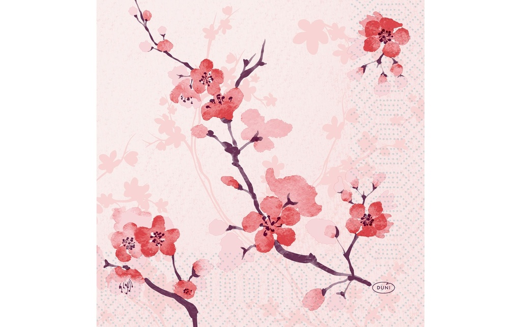 Duni Serviettes en papier Cherry Breeze 33 cm x 33 cm, 50 Pièce/s
