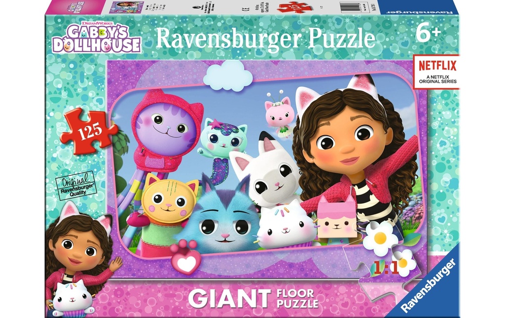 Ravensburger Puzzle de sol géant Gabbys Dollhouse, 125 pièces