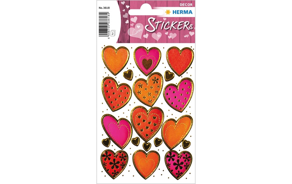 HERMA Sticker Decor coeurs frappe or (2 pces)