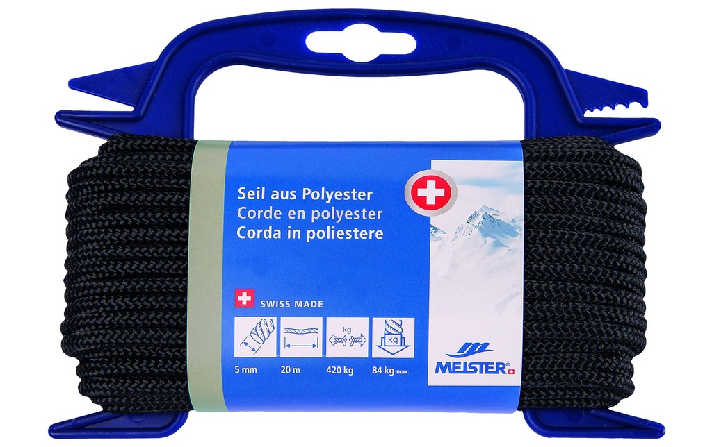 Meister Polyesterseil Ø 5 mm, 20 m, 420 kg, Noir