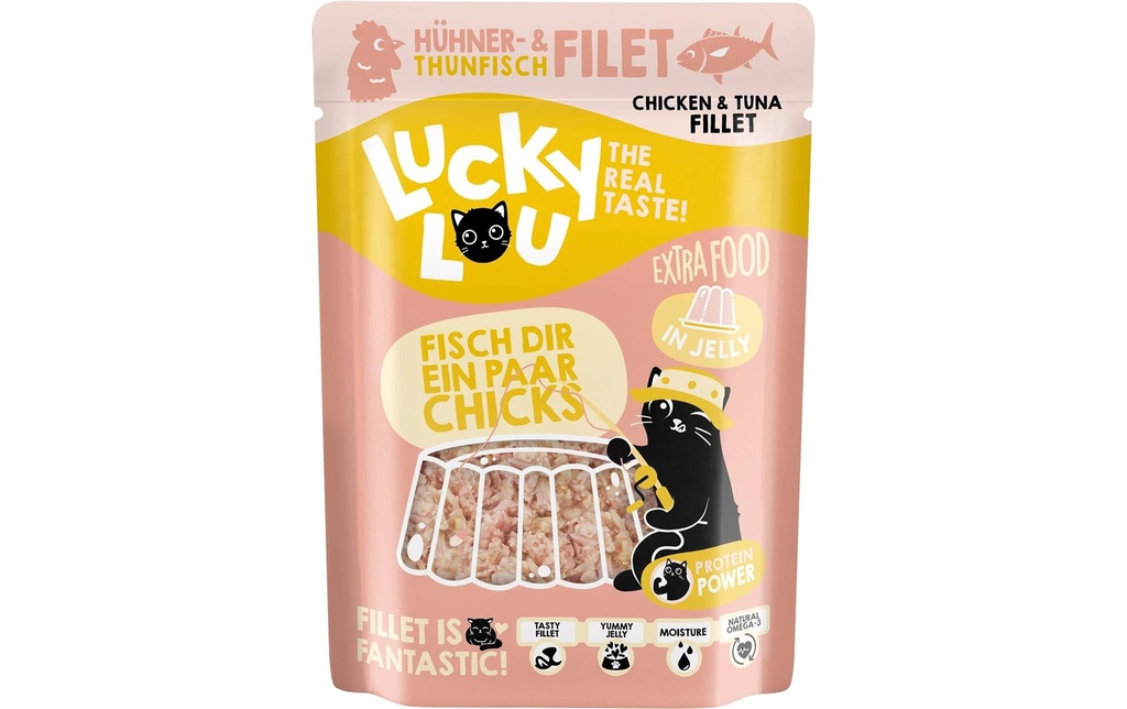 Lucky Lou Extra Food Filet de thon et de poulet en gelée, 70 g