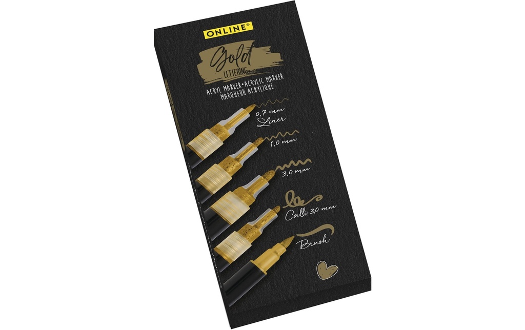 Online Fineliner Lettering Set de 5 pièces, or