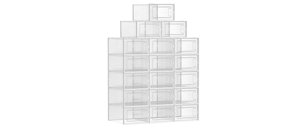 Songmics Armoire à chaussures empilable Set de 18, Transparent