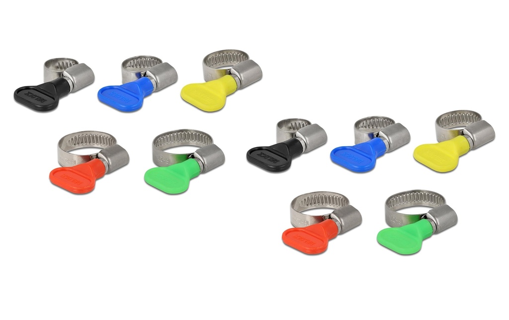 Delock Collier de serrage Diverses tailles, colorées 10 pièces