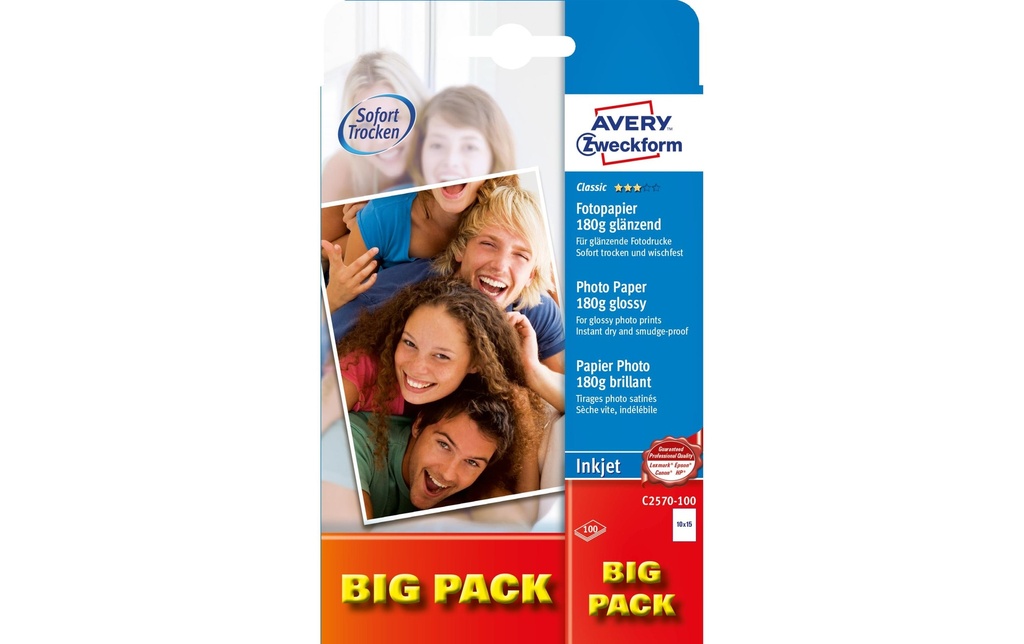 Avery Zweckform Papier photo Inkjet Classic 10 x 15 cm 180 g/m²  100 Pièce/s