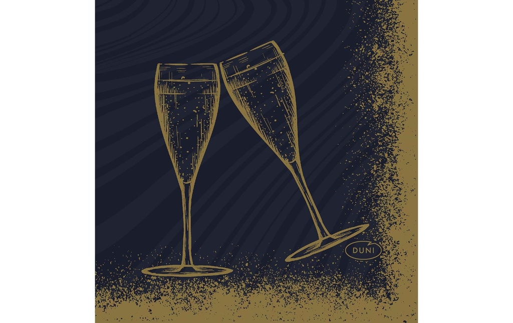 Duni Serviettes de table Bio DSF, Sparkly Cheers, 20 x 20 cm, 180 pièces