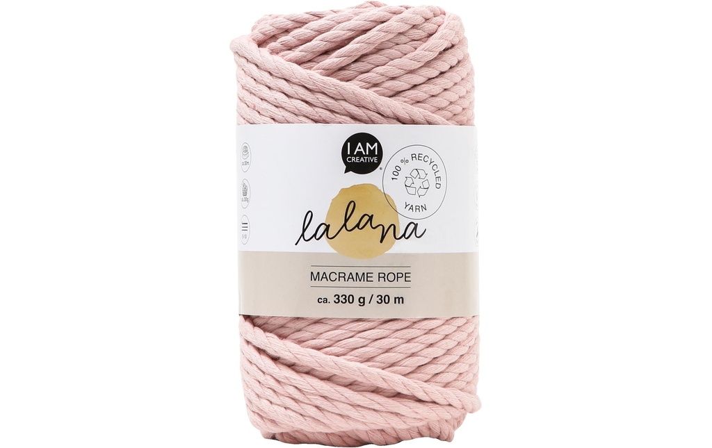 lalana Laine Corde à macramé 5 mm, 330 g, Rose pâle