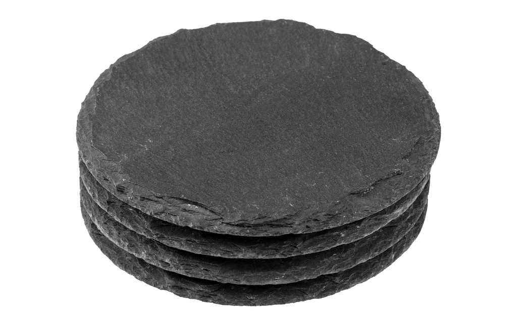 COCON Dessous-de-plat pour bougies Ø 10 cm, Ardoise, Noir, 4 pièces