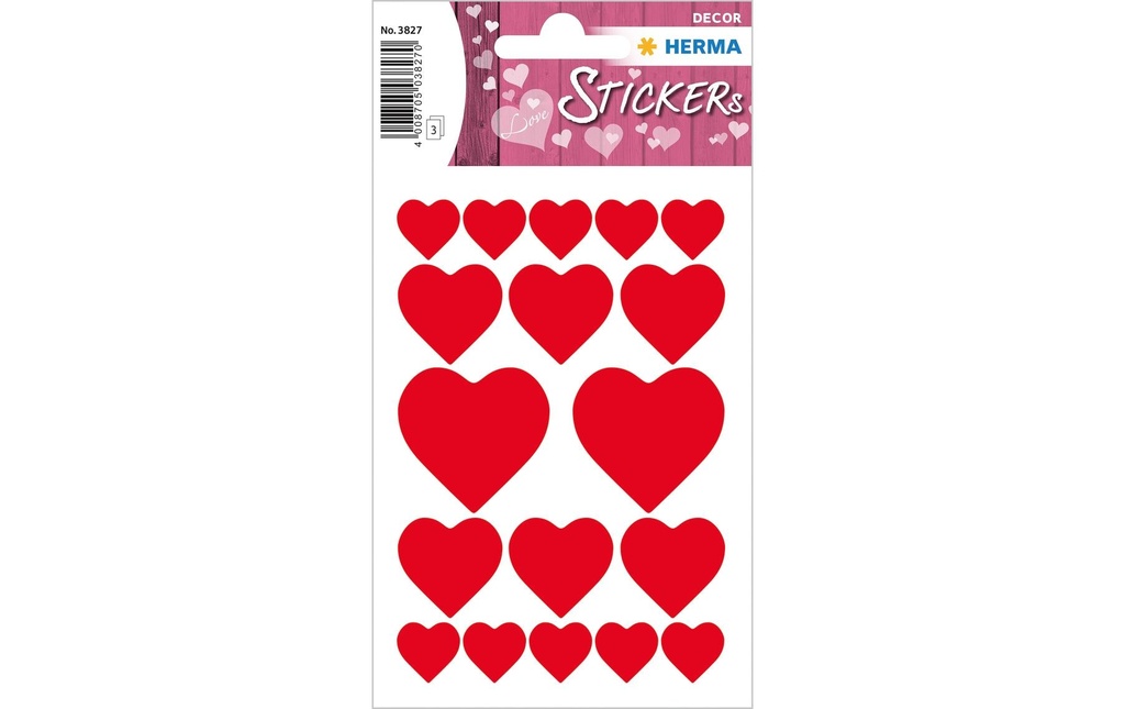 HERMA Sticker Decor coeurs rouges (3 pces)