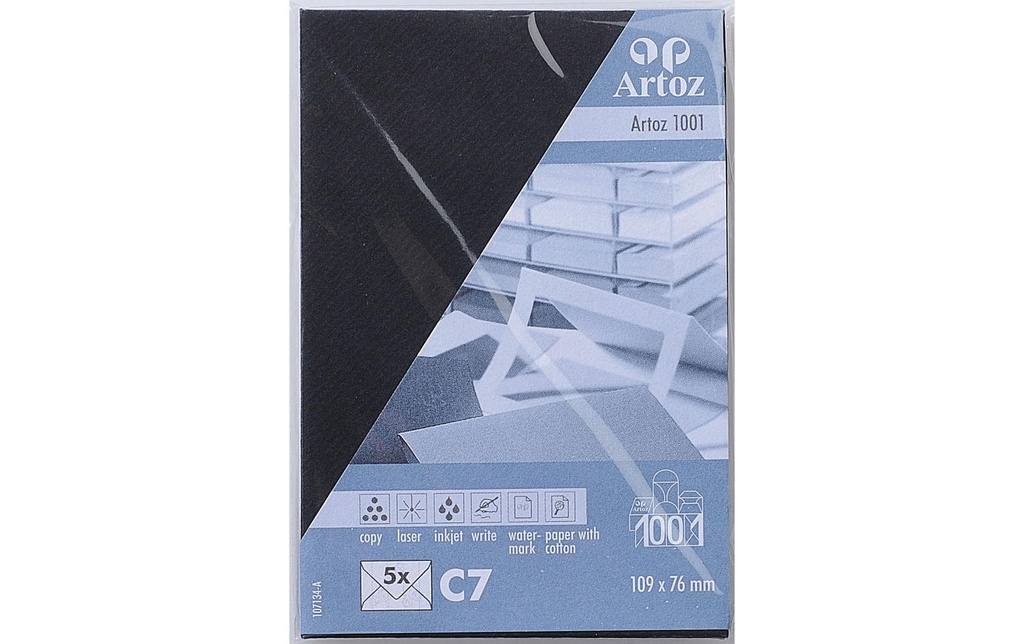 Artoz Enveloppe C7, 5 pièces, Noir