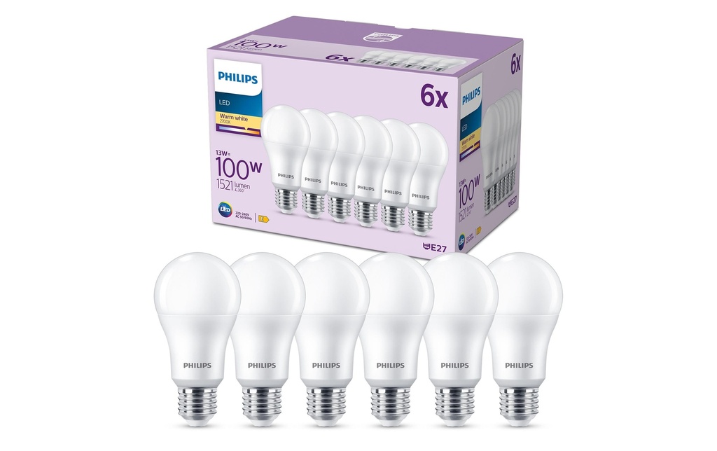 Philips Lampe LED 100W A67 E27 WW FR ND 6CT/6 EC Blanc chaud (WW)