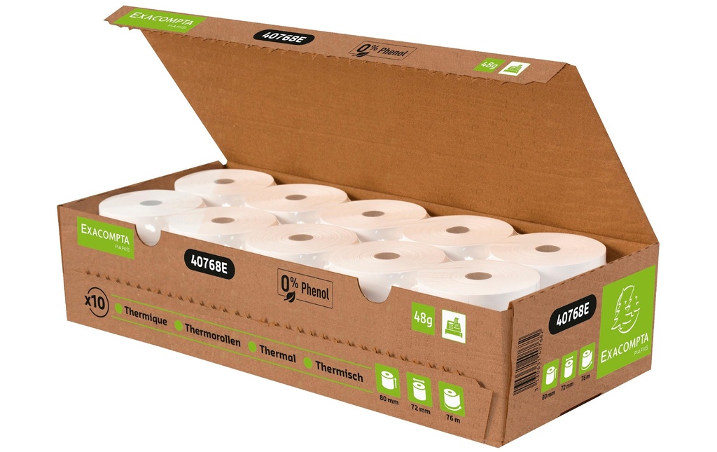 Exacompta Rouleau de papier thermique 80 x 72 mm, 10 Pièce/s