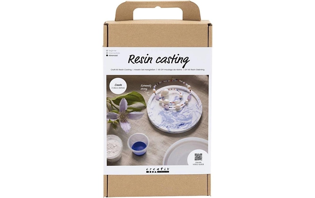 Creativ Company Résine de coulée  Resin Plateau avec marbrure Bleu/Blanc