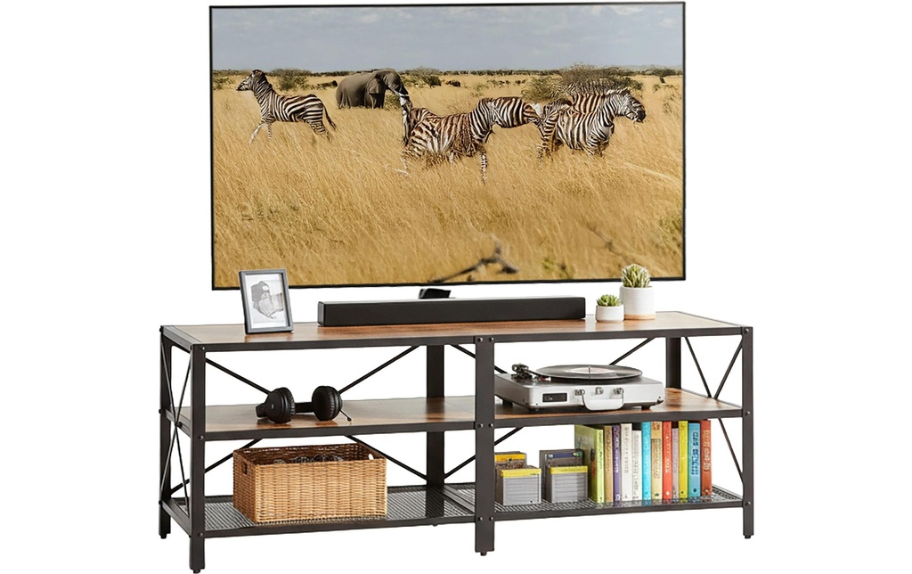 relaxdays Meuble TV pour téléviseur 60 pouces 52 x 140 cm Noir