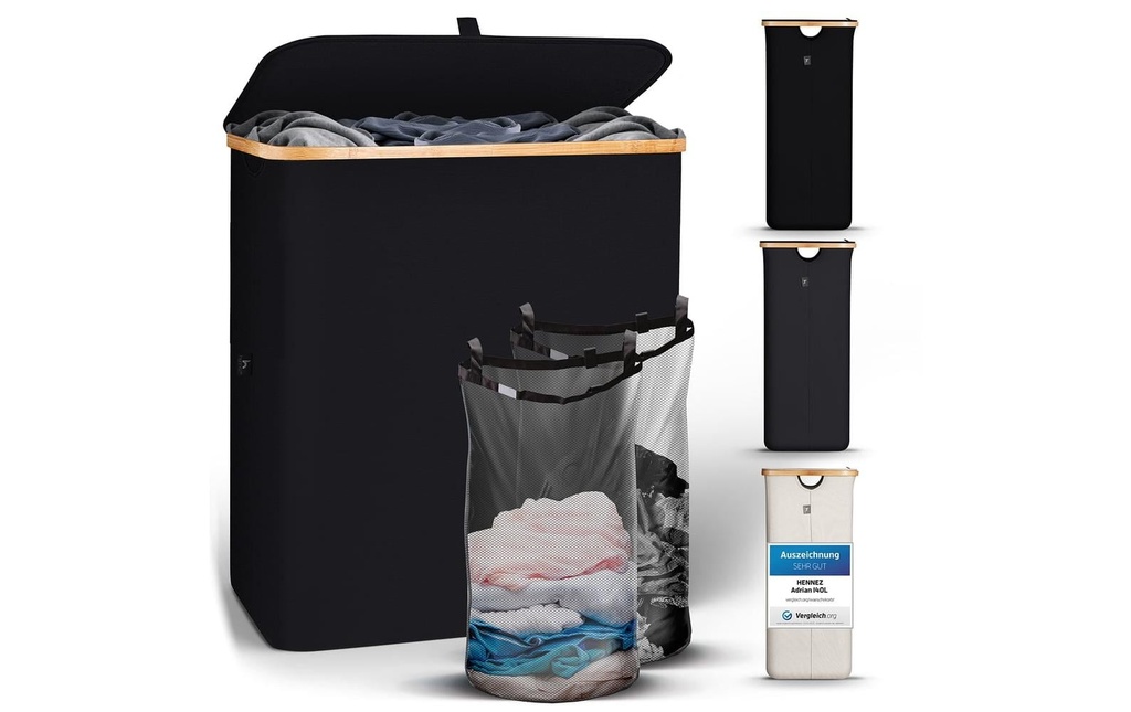 Hennez Corbeille à linge Adrian 140 l, Noir