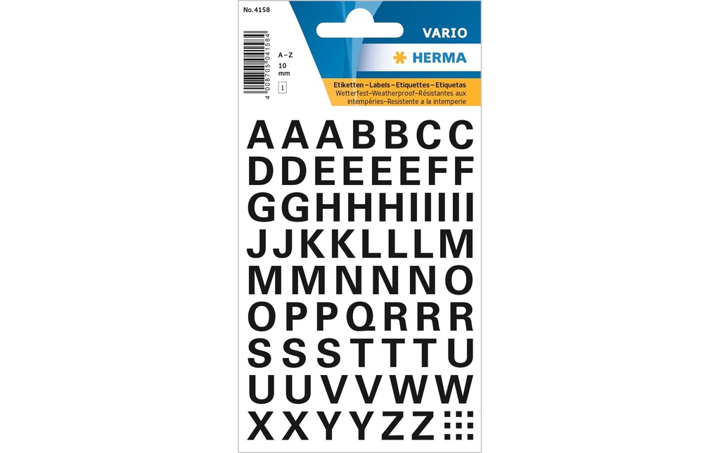HERMA Lettres adhés.Vario A-Z 10mm (74 pces)