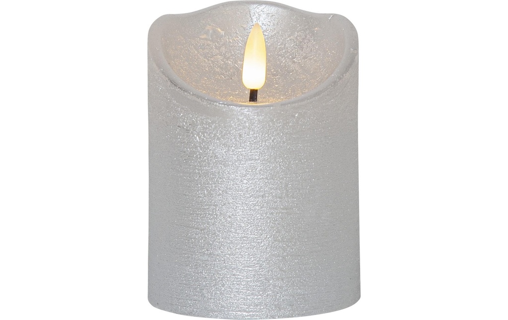 Star Trading Bougie LED Flamme Rustic, Ø 7.5 x 10 cm, Argent